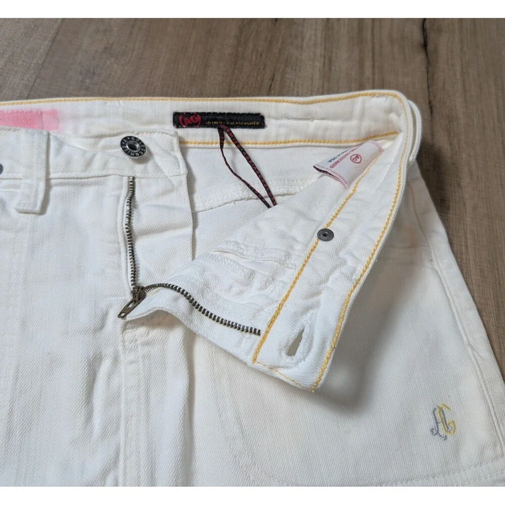 AG Adriano Goldschmied Size 28 White Denim Mini Skirt Utility Pockets USA Y2K